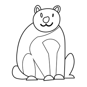 Sitting brown bear black and white clipart