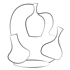 Vases black and white clipart