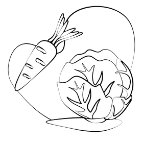 Vegetables black and white clipart