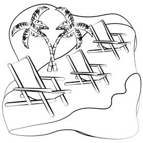 Lazy chairs black and white clipart