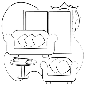 Lounge black and white clipart