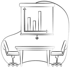 Meeting room black and white clipart