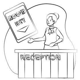 Receptionist black and white clipart