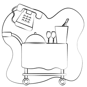 Room service black and white clipart