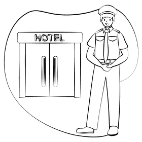 Security guard black and white clipart