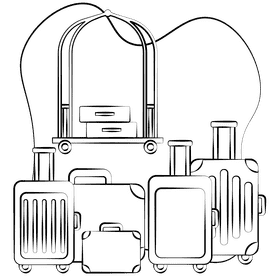 Suitcases black and white clipart