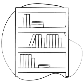 Bookshelf black and white clipart