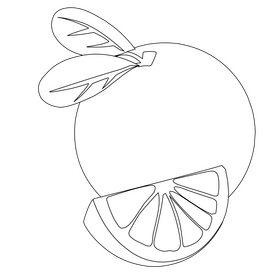 Orange healthy fruit black and white clipart