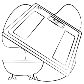 Electric bathroom scale black and white clipart