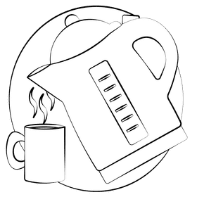 Electric kettle black and white clipart