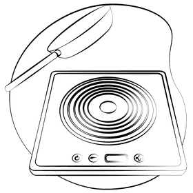 Electric stove black and white clipart