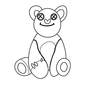 Cute bear toy black and white clipart