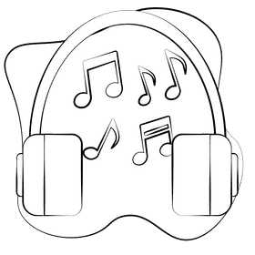 Headphone black and white clipart