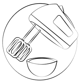 Hand mixer black and white clipart