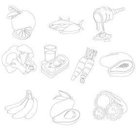 Healthy food black and white vector