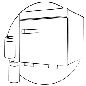 Mini fridge black and white clipart