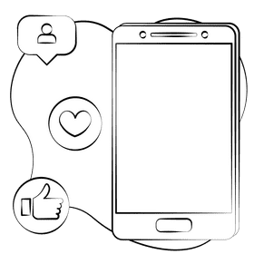 Mobile phone black and white clipart