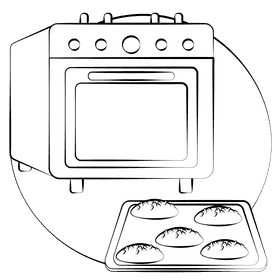 Oven black and white clipart