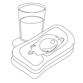 Milk, bread and egg healthy food black and white clipart