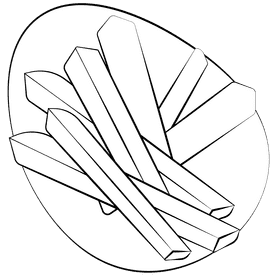French fries black and white clipart