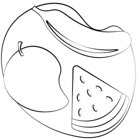Summer fruits black and white clipart