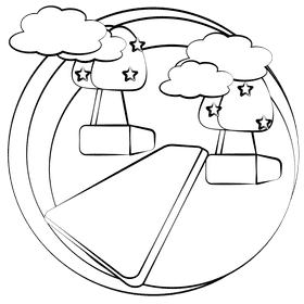 Game scene black and white clipart