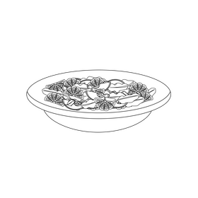 Healthy meal avocado grapefruit salad black and white clipart