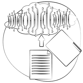 Cloud storage black and white clipart