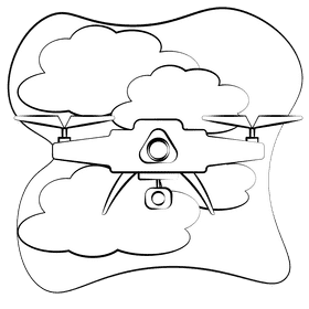 Drone black and white clipart
