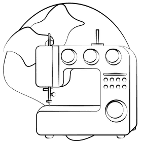 Electric sewing machine black and white clipart