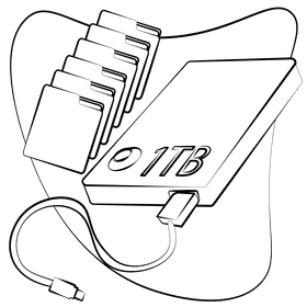 External hard disc black and white clipart