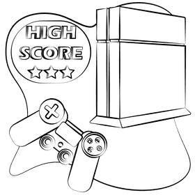 Game console black and white clipart