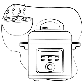 Pressure cooker black and white clipart