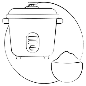 Rice cooker black and white clipart