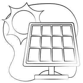 Solar panel black and white clipart