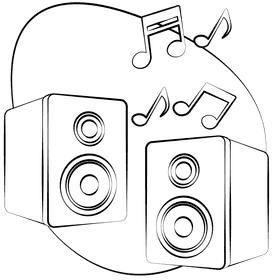 Speakers black and white clipart