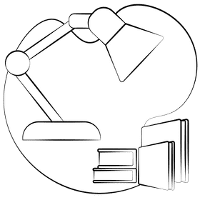 Table lamp black and white clipart