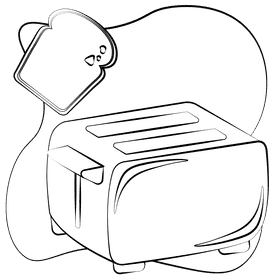 Toaster black and white clipart
