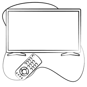 Tv monitor black and white clipart