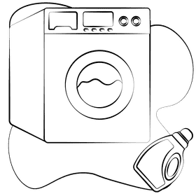 Washing machine black and white clipart