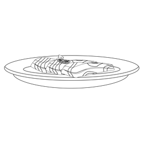Baked salmon black and white clipart
