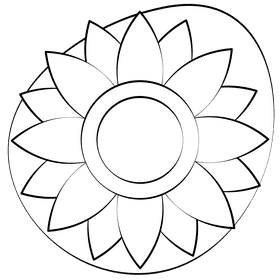 Sunflower black and white clipart