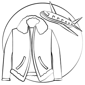 Aviator jacket black and white clipart