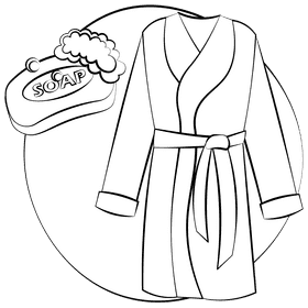 Bathroom robe black and white clipart