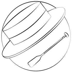Boater hat black and white clipart