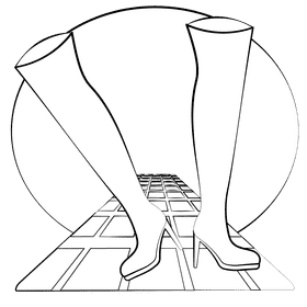 Knee high boots black and white clipart