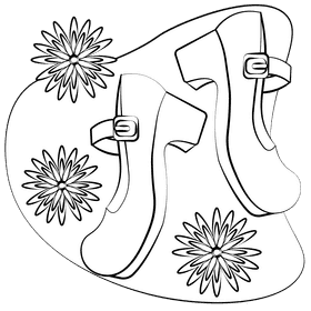 Mary janes black and white clipart