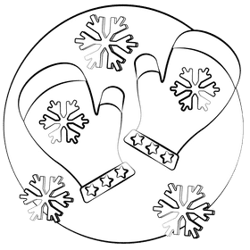 Mittens black and white clipart