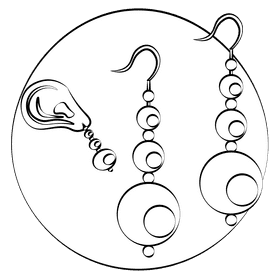 Pearl earrings black and white clipart