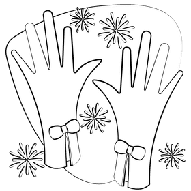 Slim gloves black and white clipart